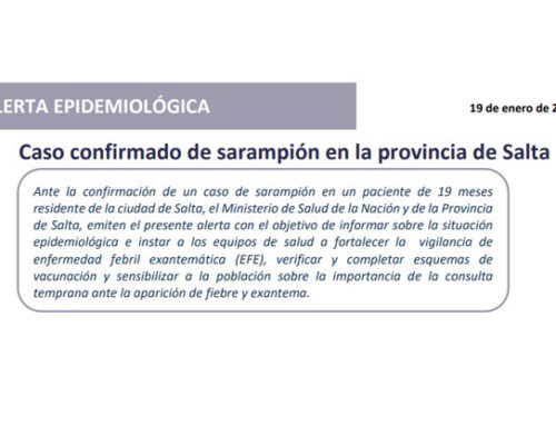 Caso confirmado de sarampión en Salta